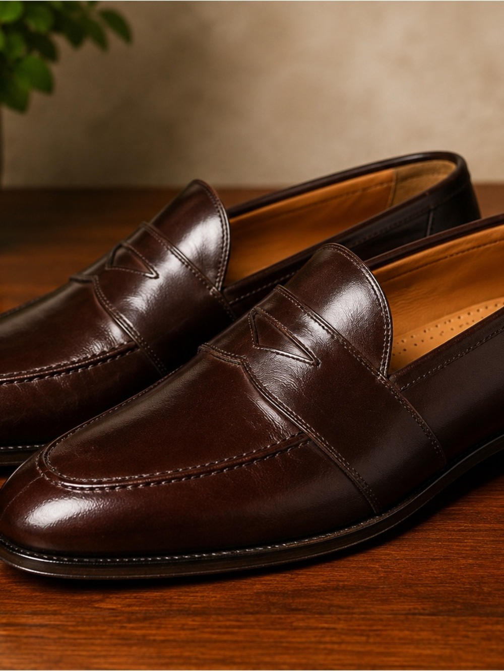 Magnanni Brown Leather Penny Loafers 8.5 M